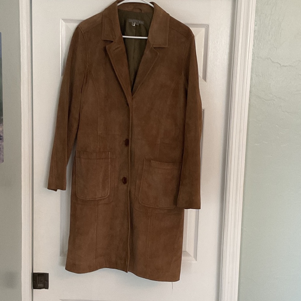 Isabella Bird Large Brown Leather Suede Coat Women’s